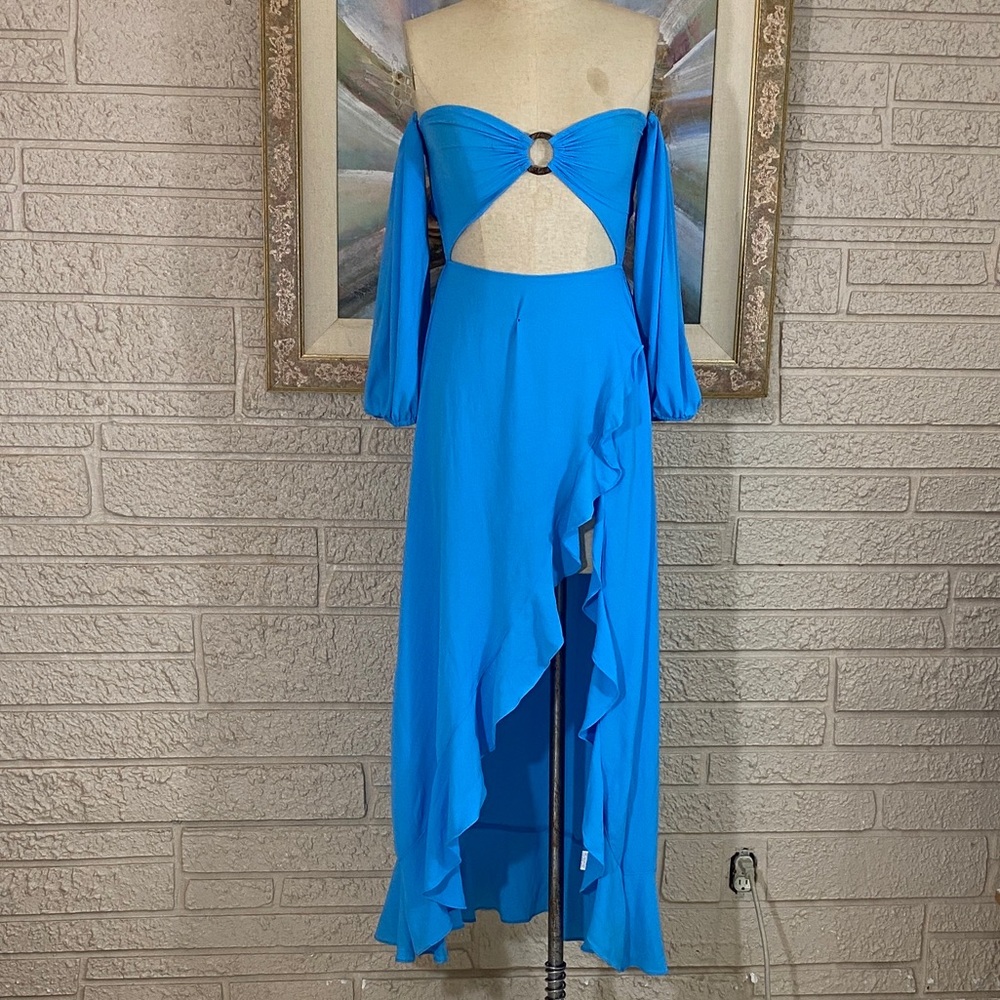 Shein Off-Shoulder Cutout Ruffled Maxi Dress